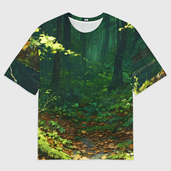 Футболка оверсайз мужская Зелёный летний лес, цвет: 3D-принт