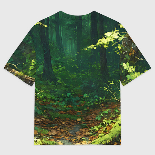 Мужская футболка оверсайз Зелёный летний лес / 3D-принт – фото 2