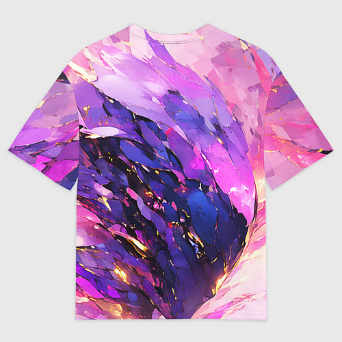 Мужская футболка оверсайз Фиолетово-розовая абстракция / 3D-принт – фото 2