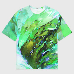 Футболка оверсайз мужская Зелёная абстракция, цвет: 3D-принт
