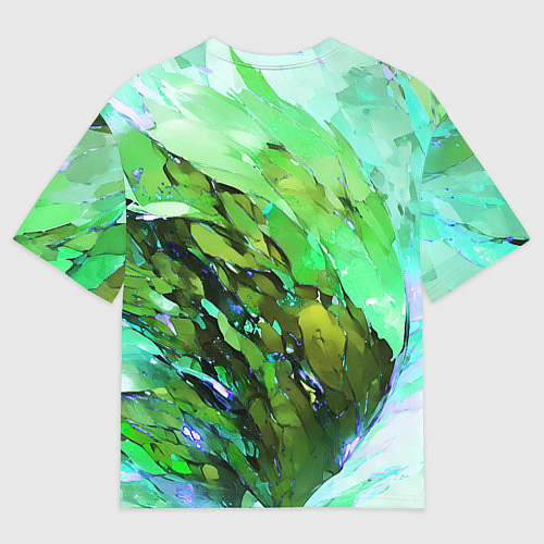 Мужская футболка оверсайз Зелёная абстракция / 3D-принт – фото 2