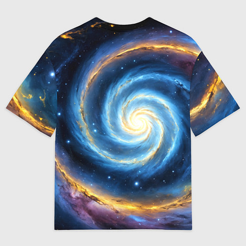 Мужская футболка оверсайз Кот на фоне космоса / 3D-принт – фото 2