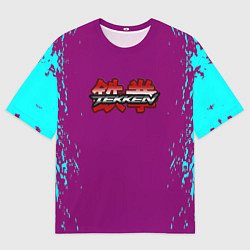 Мужская футболка оверсайз Tekken краски неон