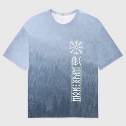 Футболка оверсайз мужская Обережный компас рун и северный лес, цвет: 3D-принт