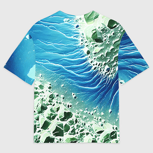 Мужская футболка оверсайз Берег и синие волны / 3D-принт – фото 2