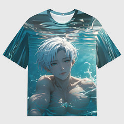 Мужская футболка оверсайз Парень в бассеине
