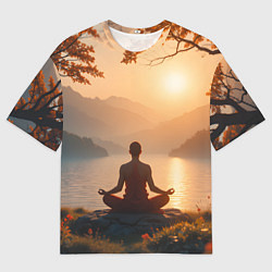 Футболка оверсайз мужская Медитация на закате, цвет: 3D-принт