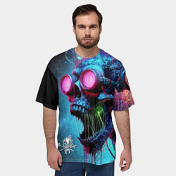Футболка оверсайз мужская Metallica - crazy skeleton with headphones, цвет: 3D-принт — фото 2