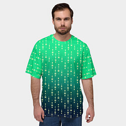 Футболка оверсайз мужская Градиент зелёно-синий со звёздочками, цвет: 3D-принт — фото 2