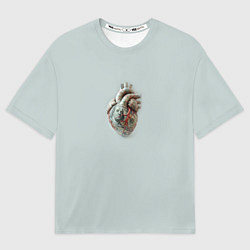 Мужская футболка оверсайз Сердце из денег доллар с сосудами