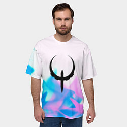 Футболка оверсайз мужская Quake neon flame, цвет: 3D-принт — фото 2