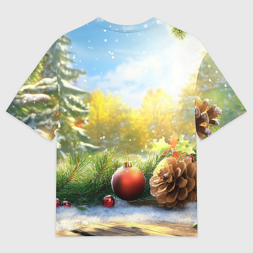 Мужская футболка оверсайз Солнечный новый год / 3D-принт – фото 2