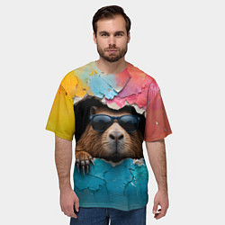 Футболка оверсайз мужская Капибара в стене, цвет: 3D-принт — фото 2
