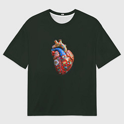 Футболка оверсайз мужская Керамическое сердце с росписью, цвет: 3D-принт