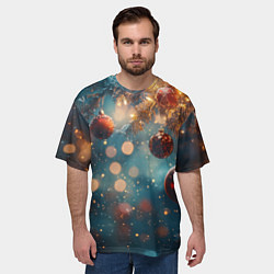 Футболка оверсайз мужская Новый год боке стиль, цвет: 3D-принт — фото 2