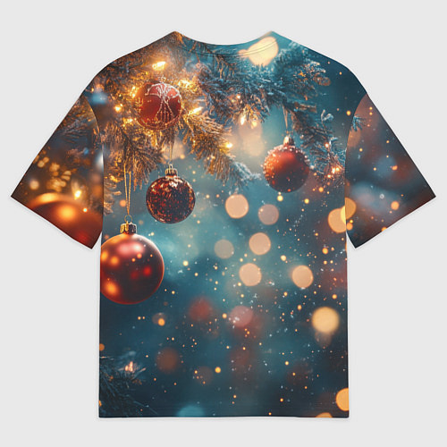 Мужская футболка оверсайз Новый год боке стиль / 3D-принт – фото 2