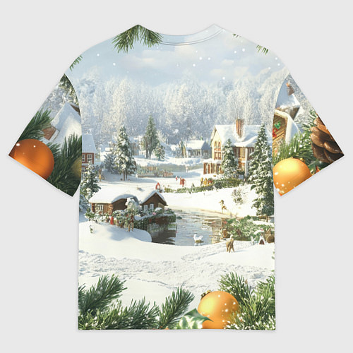 Мужская футболка оверсайз Рождественская атмосфсра / 3D-принт – фото 2
