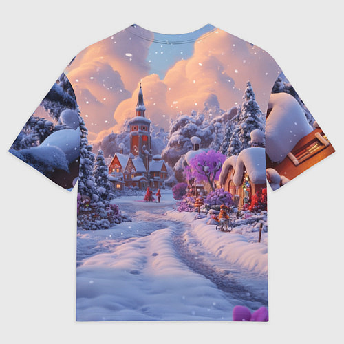 Мужская футболка оверсайз Тропинка к новому году / 3D-принт – фото 2