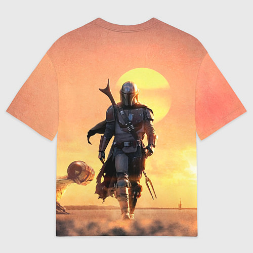 Мужская футболка оверсайз Идущий мандалорец / 3D-принт – фото 2