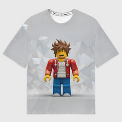 Футболка оверсайз мужская Роблокс на сером фоне, цвет: 3D-принт