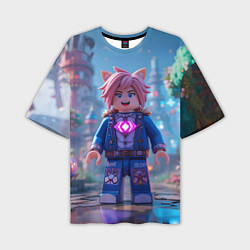 Мужская футболка оверсайз Roblox pink hair