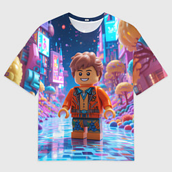 Мужская футболка оверсайз Roblox в неоновом городе