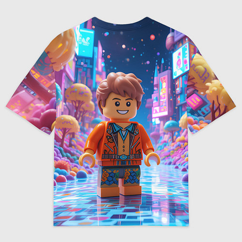 Мужская футболка оверсайз Roblox в неоновом городе / 3D-принт – фото 2