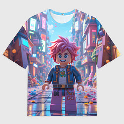 Футболка оверсайз мужская Роблокс с розовыми волосами, цвет: 3D-принт