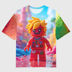 Мужская футболка оверсайз Роблокс с желтыми волосами