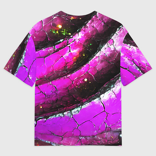 Мужская футболка оверсайз Розовая волнистая абстракция / 3D-принт – фото 2