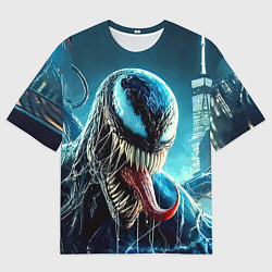 Футболка оверсайз мужская Venom in metropolis - ai art neon fantasy, цвет: 3D-принт