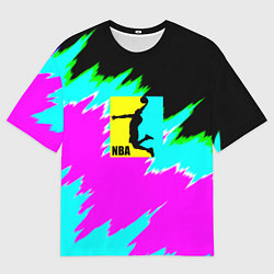 Мужская футболка оверсайз NBA неоновые краски текстура