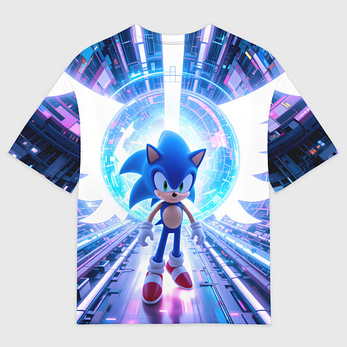 Мужская футболка оверсайз Sonic неоновые крылья / 3D-принт – фото 2