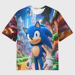 Мужская футболка оверсайз Sonic красочный мир