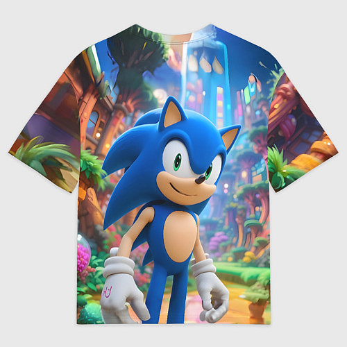 Мужская футболка оверсайз Sonic красочный мир / 3D-принт – фото 2