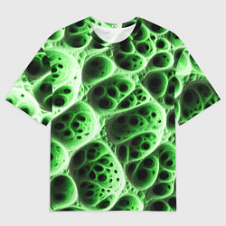 Футболка оверсайз мужская Зелёная пористая структура, цвет: 3D-принт