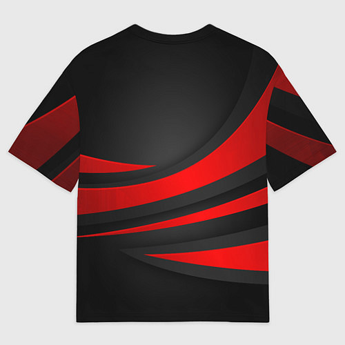 Мужская футболка оверсайз Exeed - красные линии / 3D-принт – фото 2