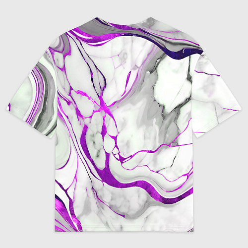 Мужская футболка оверсайз Фиолетово-белый мрамор / 3D-принт – фото 2