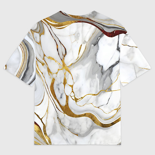 Мужская футболка оверсайз Жёлто-белый мрамор / 3D-принт – фото 2