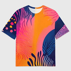 Футболка оверсайз мужская Векторная абстракция с растениями - нейросеть, цвет: 3D-принт