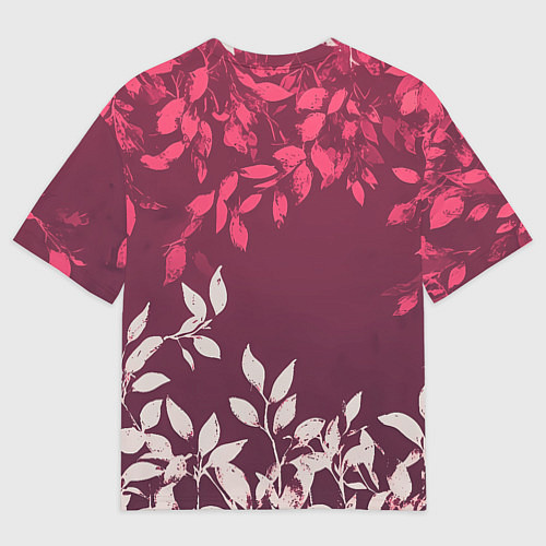 Мужская футболка оверсайз Листья на бордовом фоне - нейросеть / 3D-принт – фото 2