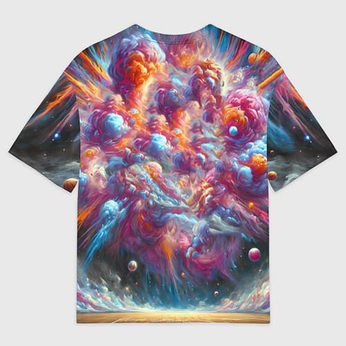Мужская футболка оверсайз Бейсболист и космос / 3D-принт – фото 2