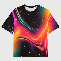 Мужская футболка оверсайз Жидкая пленка в блестках - нейросеть