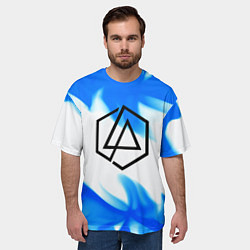 Футболка оверсайз мужская Linkin park blue flame, цвет: 3D-принт — фото 2