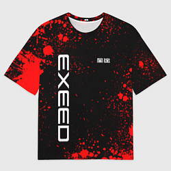 Футболка оверсайз мужская Exeed - красные брызги краски, цвет: 3D-принт