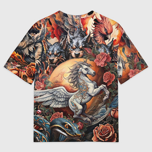 Мужская футболка оверсайз Гарри Поттер и мифические существа / 3D-принт – фото 2