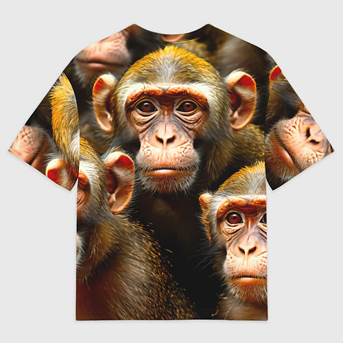 Мужская футболка оверсайз Макаки / 3D-принт – фото 2