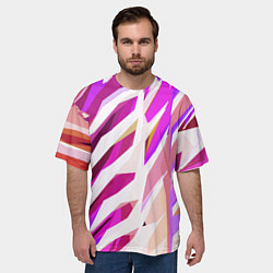 Футболка оверсайз мужская Бело-розовая абстракция, цвет: 3D-принт — фото 2