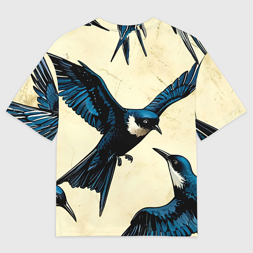 Мужская футболка оверсайз Ласточки / 3D-принт – фото 2