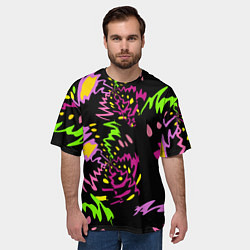 Футболка оверсайз мужская Яркие абстрактные круги-зигзаги, цвет: 3D-принт — фото 2